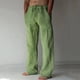 thumbnail image 2 of Pantalones informales de verano para hombre, ropa de diario, pantalones de lino suave de longitud completa, pantalones de cintura media con bolsillo y cordón, parte inferior de ropa de calle, 2 of 4
