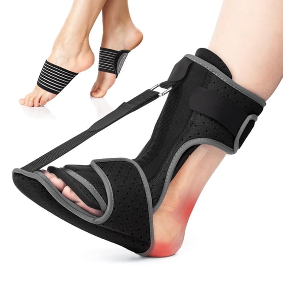 Plantar Fasciitis Night Splint Adjustable Brace with Arch Support for Women Men, Foot Tendon Stretch Strap, Heel Pain Relief, Foot Drop Support, Sleep Comfort, One Size Fits All Makeup Organizers