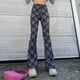 thumbnail image 2 of Pantalones Acampanados De Mujer Cintura Alta Patrón De Rombo Pantalones De Moda Elásticos Informales para Citas Diarias En La Oficina Negro Negro S, 2 of 8