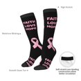 thumbnail image 5 of Women's Knee High Socks Faith Love Hope Breast Cancer Ribbon Thermal Soft Knee Long Socks, 5 of 7