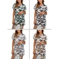 thumbnail image 4 of Hanerdun Women 2PCS Pajama Set Female Camouflage Short Sleeve Sleepwear Loungewear Nightwear Pink S, 4 of 4