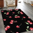 thumbnail image 4 of 4x6 Area Rugs, Cherry Rustic Non-Skid Rubber Backing Large Rectangle Rugs - Living Room Bedroom Home Office, Spring Summer Tropic Fruit Black Indoor Floor Mat Carpets Washable Rug, 4 of 9
