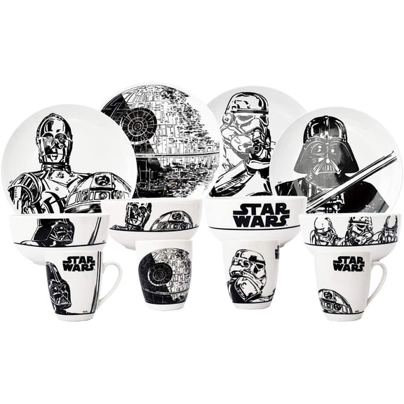 Juego de Vajilla Ambient 21 Disney Star Wars Porcelana 12 Piezas Blanca