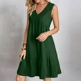 thumbnail image 2 of Kmdttou Dresses for Girls/Women Summer V-Neck Solid Color Casual High Waisted Sleeveless Dress Beach Sundress with Pockets Gift for Women, 2 of 9