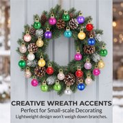 100 Pcs Christmas Mini Balls Ornaments,Xinshengli 14mm Glitter Multicolor Christmas Ball with 10m Metallic Thread,Xmas Tree Hanging Decorations Pendants for Party,Decor,Outdoor,Indoor,DIY