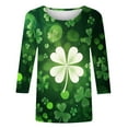 thumbnail image 4 of Zedker St Patricks Day Shirt Women 3/4 Sleeve Irish Shamrock Graphic Tee Festival Tops Green Clover Clothes Funny Gift, 4 of 5