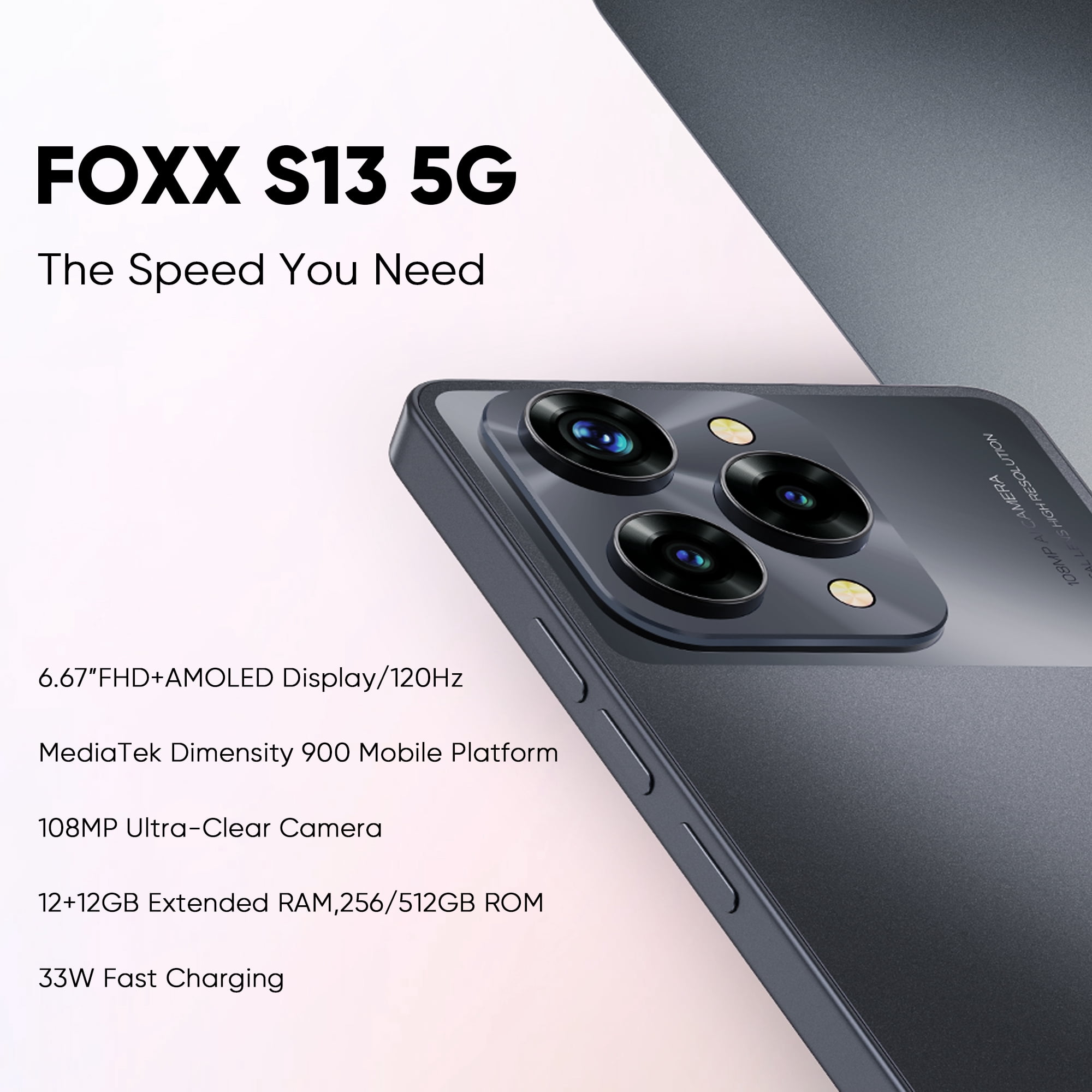 FOXX S13 5G Cell Phone, Android 14 Unlocked Phones, 12GB +256GB TF