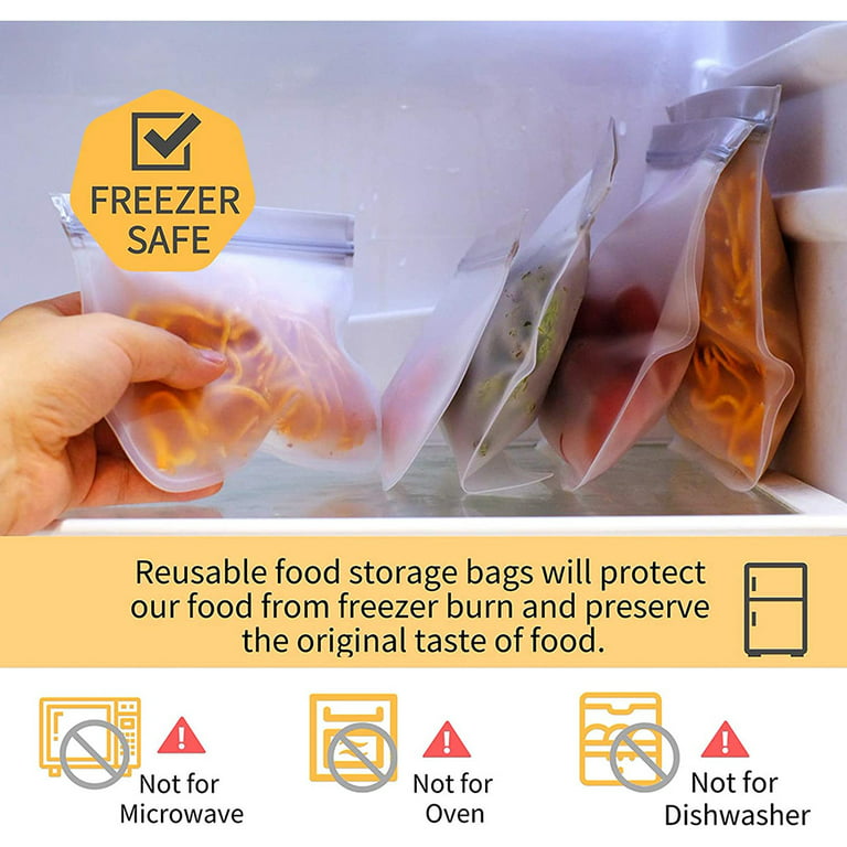 SPLF 12 Pack BPA FREE Reusable Storage Bags(5 Reusable Sandwich Bags, 5  Reusable Snack Bags, 2 Reusable Gallon Bags), Extra Thick Freezer Bags