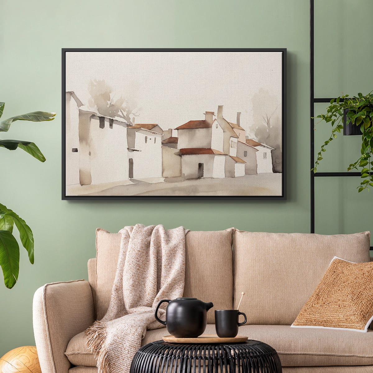 Vintage Landscape-XII By Wexford Home Framed in Black Wood Gallery Wrapped Canvas 17 in. x 25 in.