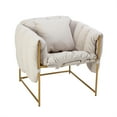 thumbnail image 4 of Accent Chair, Upholstered Single Sofa Chair with Metal Frame, Comfy Lazy Sofa Chair, Leisure Reading Chair for Living Room, Modern Bedroom Dressing Room Vanity Chair, Beige, 4 of 7