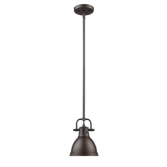 Duncan Mini Rod Pendant in Rubbed Bronze with a Rubbed Bronze Shade