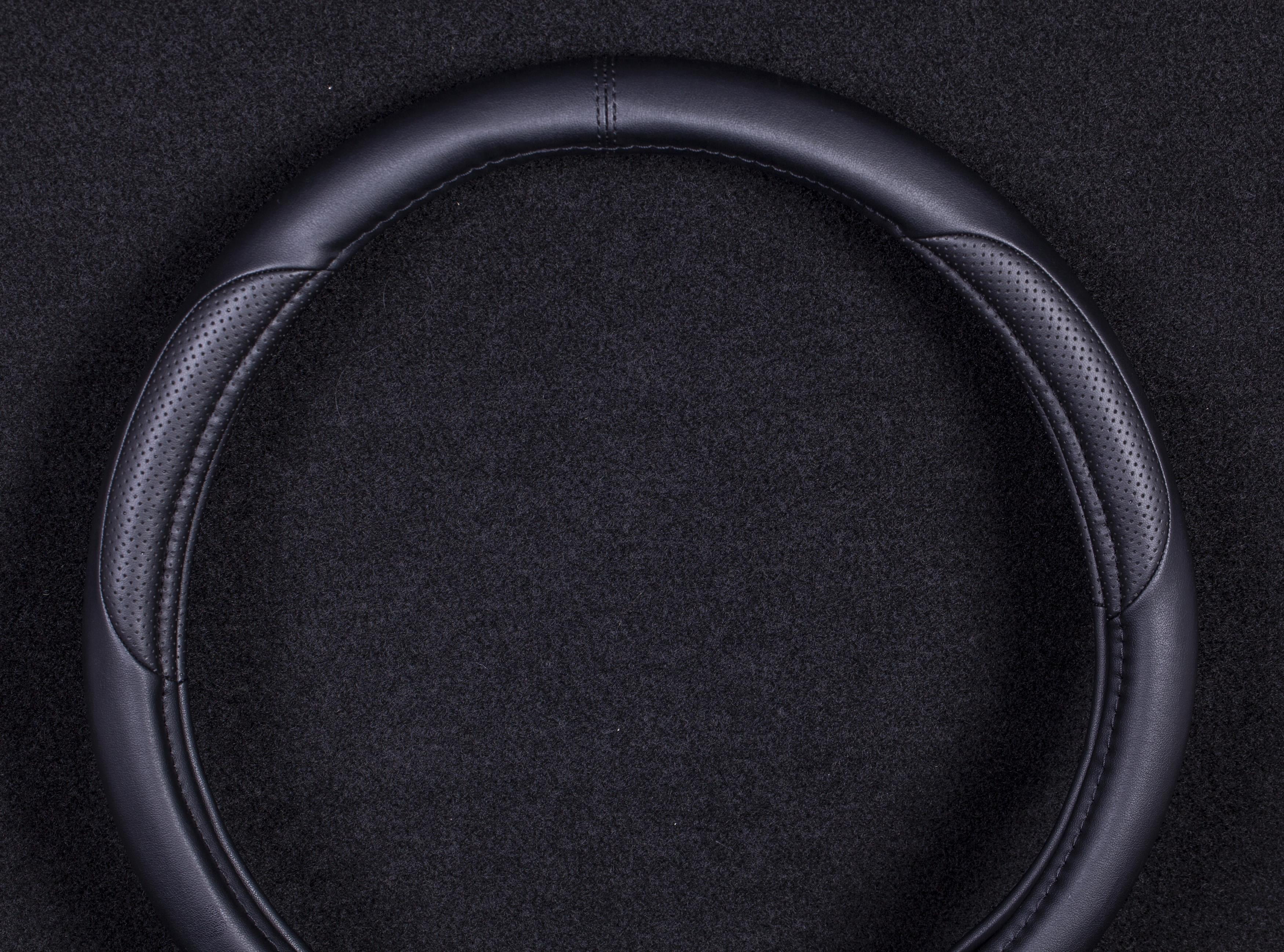PIC AUTO Steering Wheel Cover - Microfiber Leather - Black - Universal Fit - 22WMD10