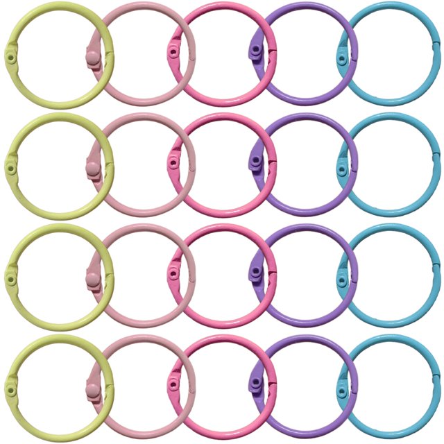 100 anillos para encuadernación de libros, anillos de hojas sueltas de 1,2 pulgadas, anillos de metal en 5 colores, anillos de libro fáciles de abrir con un grosor de 0,08 pulgadas para álbumes de rec
