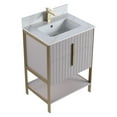 thumbnail image 4 of Fine Fixtures Serenity 24 in. W x 18 in. D x 33.5 in. H Bathroom Vanity in Bright Taupe with White Carrara Stone Top in White with Satin Brass Hardware, 4 of 4
