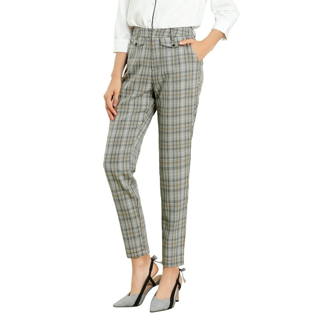green plaid high waisted pants