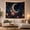 Crescent Peonies, variant on Constellation Map Over Celestial Night Landscape in a Mystical Forest, Ethereal Fantasy for Space Lovers, Astronomical Wall Art, Birthday Gift, Tapestry Wall Hanging for Bedroom and Living Room