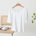 thumbnail image 3 of HomeGardon Women Shirts Tops for Women Fashion Women's Summer Casual Solid Color Loose 1/2 Sleeve Round-Neck Top,XL-XXL, 3 of 5