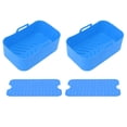 thumbnail image 1 of 2 juegos de cesta y tapete de silicona para freidora de cocina, reutilizables, antiadherentes, rectangulares, para horno de aire Ninja DZ201 Foodi 8QT, color azul, 1 of 14