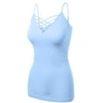 thumbnail image 2 of Women's Lattice Triple Criss-Cross Seamless Cami Long Ttank tops., 2 of 4