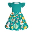 thumbnail image 6 of ATOGUTA Kids Dress Ruffle Sleeve Easter Dresses Girl Long Midi Springs Dress Kids Smocked Flare Summer Dress Size 3T-14. Green, 6 of 6