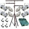 4 Silver PAR CAN 56 500w PAR56 MFL Dimmer O-Clamp Stand 2644