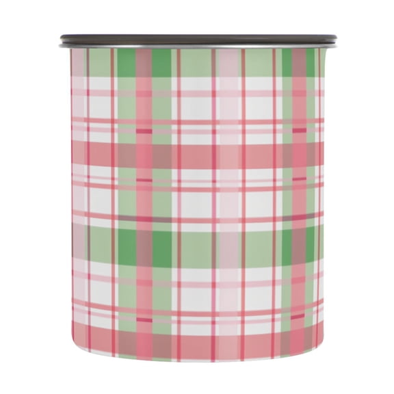 Pink Checkered Grid Airtight Coffee Bean Canister 30oz Food Storage Containers with Lids For Gournd, Tea, Sugar, Flour, Rice, Cereal, Candy Cookie Jar