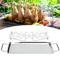 thumbnail image 1 of pitrice Stainless Steel Folding BBQ Chicken Leg Grilled Rack Roaster with Drip Pan Barbecue Accessory, 1 of 9
