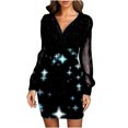 thumbnail image 1 of Vestido de manga larga con estampado de encaje de costura de nalgas sexy informal a la moda para mujer Fridja  NMB2675, 1 of 1