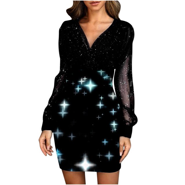 Vestido de manga larga con estampado de encaje de costura de nalgas sexy informal a la moda para mujer Fridja NMB2675