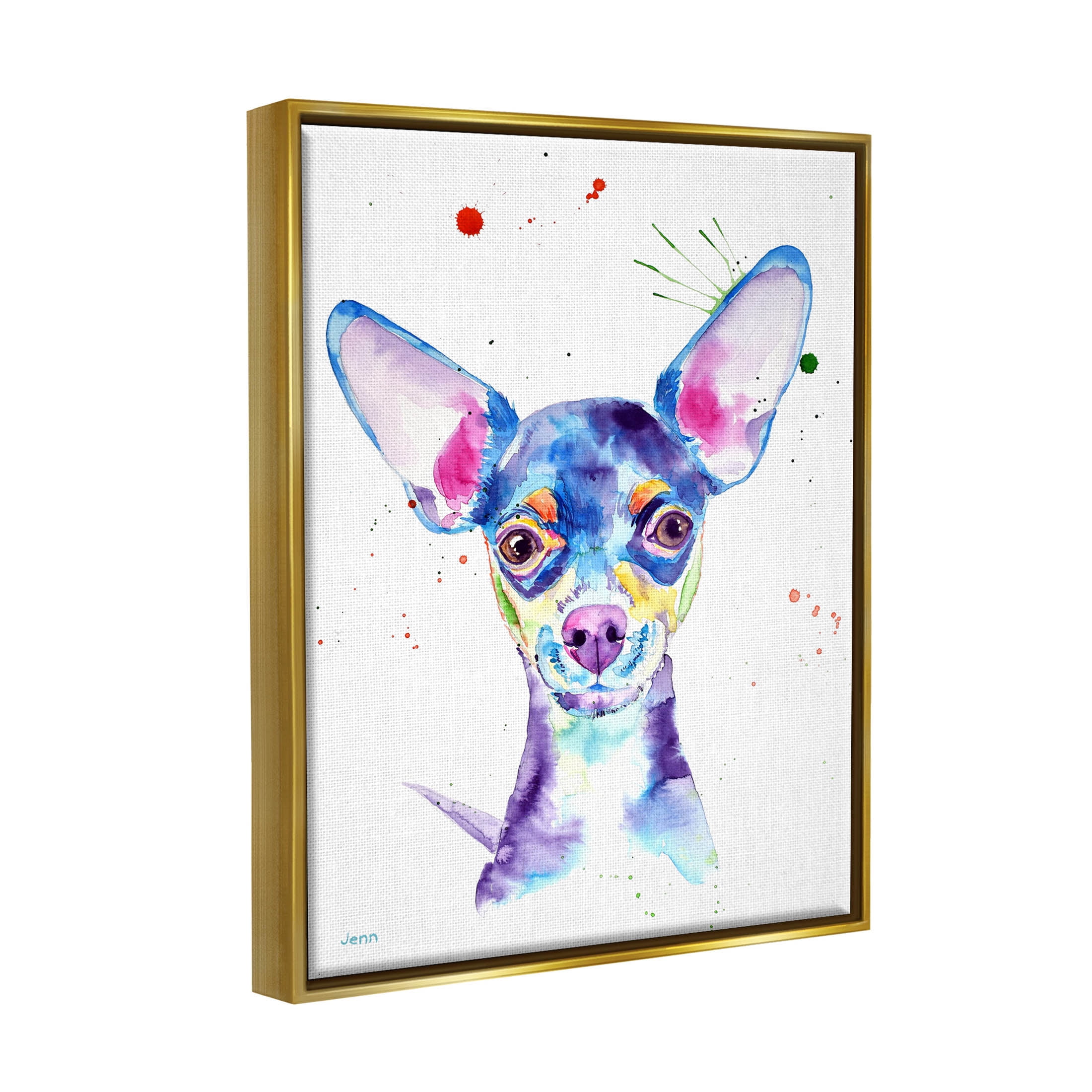 Happy Chihuahua Casual Composition Animals & Insects Graphic Art Metallic Gold Framed Art Print Wall Art