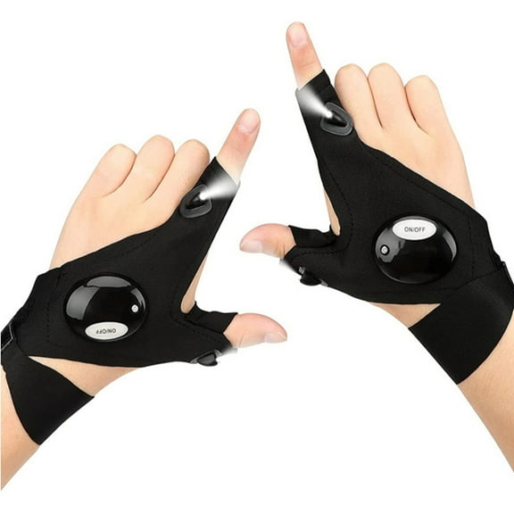 TASHHAR LED Flashlight Gloves Half Finger with Lighting for Fishing Camping Running Cycling Maintenance Torch Men Women Unique Gifts