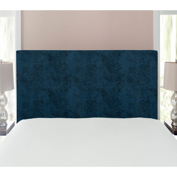 Faux Suede Headboard, Digitally Printed Distressed Texture, Upholstered Decorative Metal Bed Headboard with Memory Foam for Dorm and Bedroom Accent Furniture, Dark Night Blue, Twin, by Ambesonne