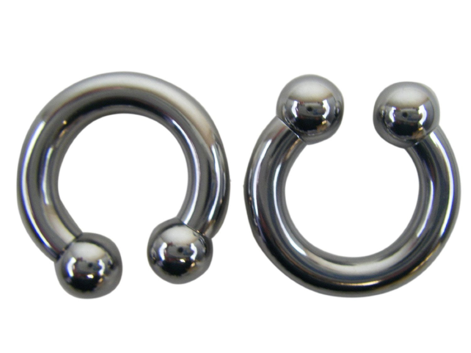 2pcs 12g to 00G 1/2" 5/8" 3/4" Steel Horseshoe Circular Barbell Septum Earrings