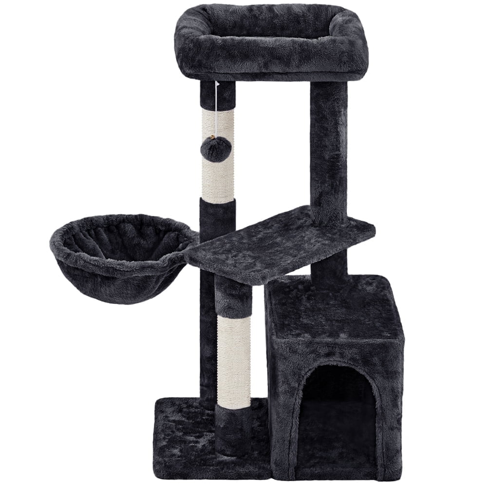 Yaheetech 34" Height Plush Cover Cat Tree with Condo and Sisal Ropes Posts, Black