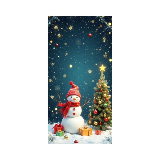 Decoraciones de Navidad Cubierta de Puerta de Navidad de 35 X 72 Pulgadas Cortina de Puerta de Navidad Decoración de Puerta Y Pared Del Día de Navidad Decoración de Fiesta de Vacaciones Decoraciones D