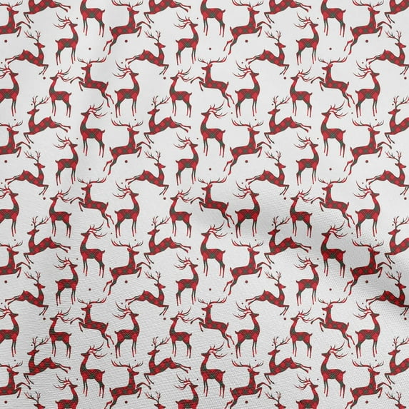 oneOone Cotton Poplin Maroon Fabric Christmas Reindeer Lumberjack Dress Material Fabric Print Fabric By The Yard 42 Inch Wide