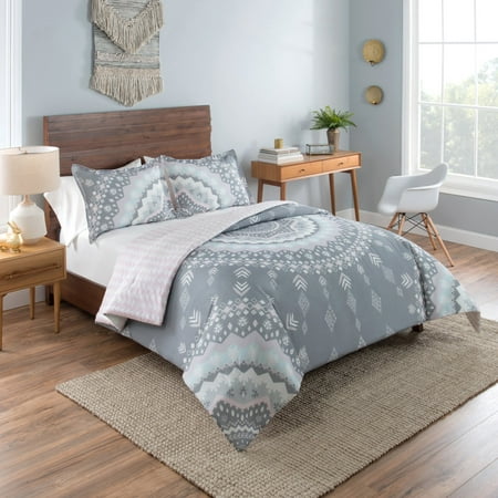 Vue Mira Medallion Grey 2 Piece Reversible Comforter Set Twin Xl