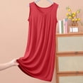 thumbnail image 3 of Blmnix Sleep Tanks Womens Nightgowns Lightweight Nightgowns Bamboo Nightgowns Sleepshirts Below-the-Knee Sleeveless Crew Neck Red Summer Nightgowns for Women, 3 of 6