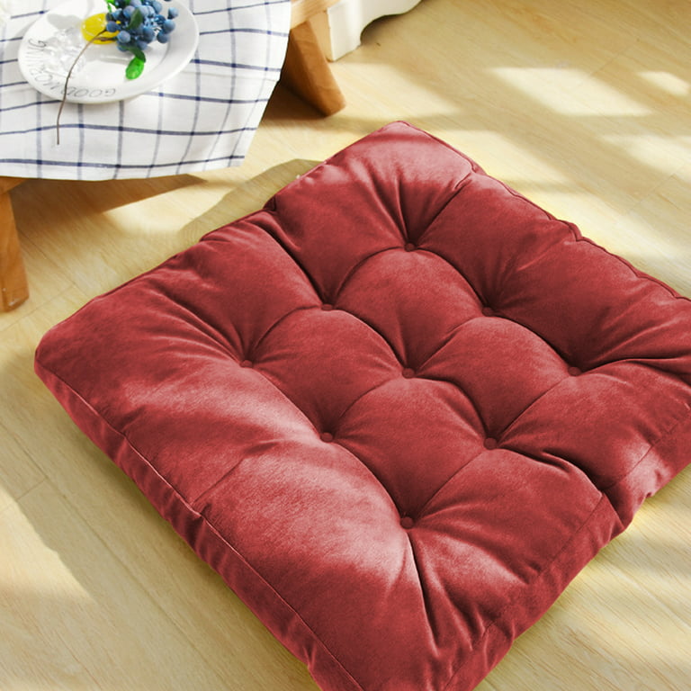 3 Pack 22 Pet Floor Pillow, Tufted Square Thick Floor Seat Cushions  Meditation Cushion Pillows Wine Red 