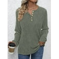 thumbnail image 4 of PRETTYGARDEN Women's Long Sleeve Henley Shirts Fall Casual Ribbed Tunic Tops Lightweight Sweaters Fashion Clothing, 4 of 8