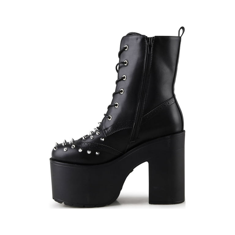 Brogue Spiked Women s Platform Festival Rave Combat Ankle Boots in
