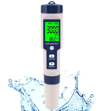 Goodwill Pool Salt Tester, Digital Salinity Meter, High Accuracy 5 in 1 Salinity Tester for Salt Water, IP67 Waterproof Salinity Water Test Kit for Swimming Pool, Aquariums, Seawater & Koi Fish