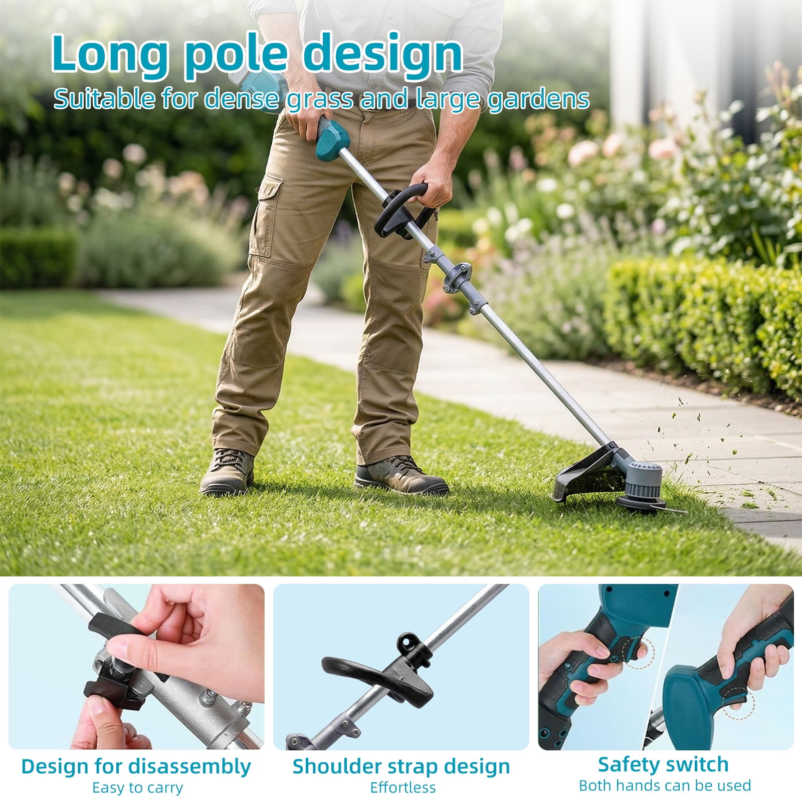 KingFurt Cordless String Trimmer, 14" Trimmer Weed Wacker, Brushless Weed Eater, 2Ah Battery and Charger Included for Weeds and Grass