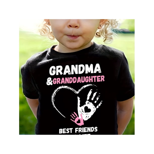 GRaNDMa&RGRaNDDauGHTeR..Print 100% cotton Short Sleeve T-shirt, Comfy Casual Tees For Girls Summer