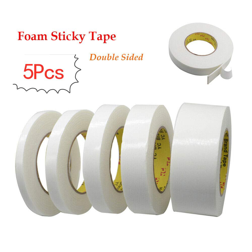 Each 2 pcs 30 Meters Long Wide 6mm/ 10mm/ 12mm/ 25mm nuoshen 8 Rolls Double Sided Tape Set Strong Adhesive Sticky Tape for Office DIY Craft 
