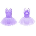 thumbnail image 7 of Aislor Kids Girls Sparkly Sequin Sleeveless Leotard Dance Dress Crisscross Back Mesh Skirt 6-16 Purple 16, 7 of 7