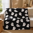 thumbnail image 4 of Fllostpr Halloween 39 x 29 in Spooky Ghost Blanket, Black Soft Flannel Throw Blanket Decorations for Couch, Bed, Sofa & Party, 4 of 7