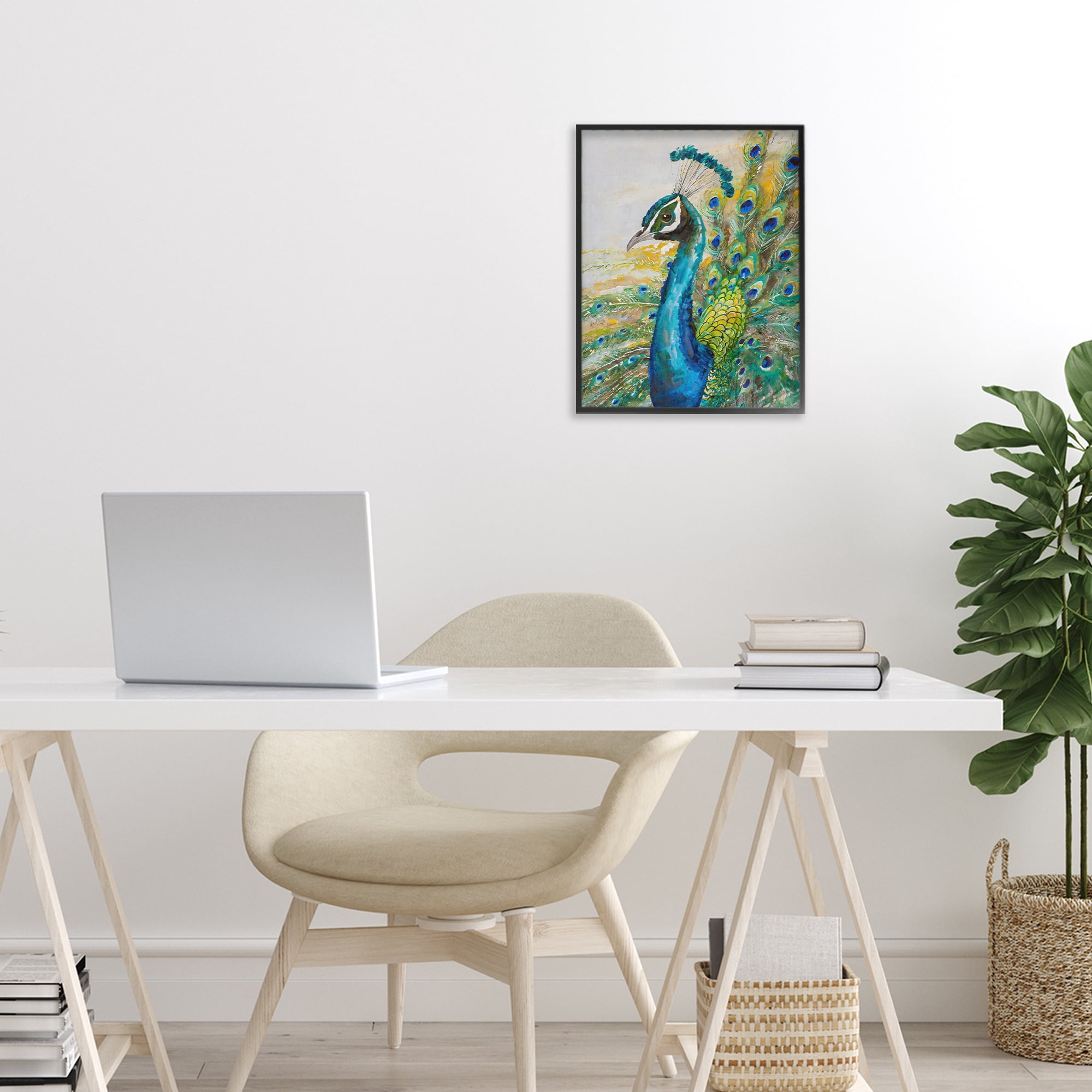 Stupell Industries Regal Blue Peacock Feathers Black Framed Giclee Art, design by Creative Studio