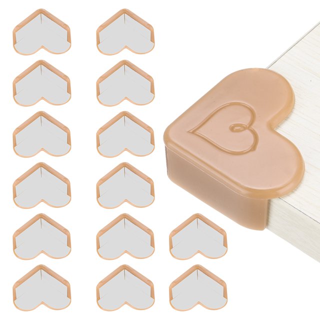 Uxcell Protecteurs d'Angle 24 Pcs Protecteurs d'Angle de Table Garde d'Angle de Meuble et Pare-Chocs de Bords (en Forme de Cœur, Brun)