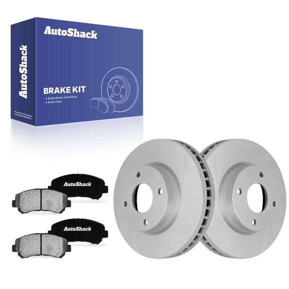 AutoShack Front Brake Rotors & Ceramic Pads for Nissan, Sentra 2007, 2009, FWD L4 2.5L - Coated - ArmorStop - 11.02" (279.8 mm), 4-Lug